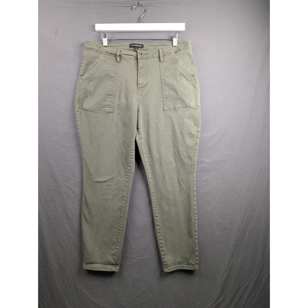 Banana Republic Womens Green Utility Straight Leg Cargo Pants Size 12‎